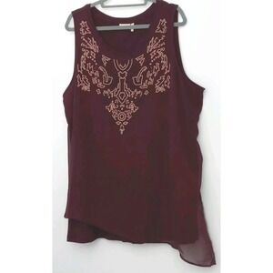 Logo Lavish Lori Goldstein Tank Top Women's Size 3X Beaded Chiffon Overlay